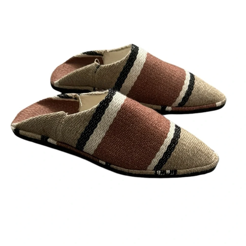NEW Pedro Garcia Striped Mules Espadrilles size 11 Neutral